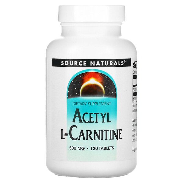 Ацетил-L-карнитин, 500 мг, 120 таблеток Source Naturals