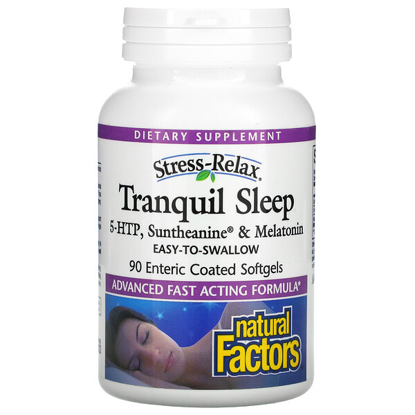 Stress-Relax, Спокойный сон, 90 мягких капсул с кишечнорастворимой оболочкой Natural Factors