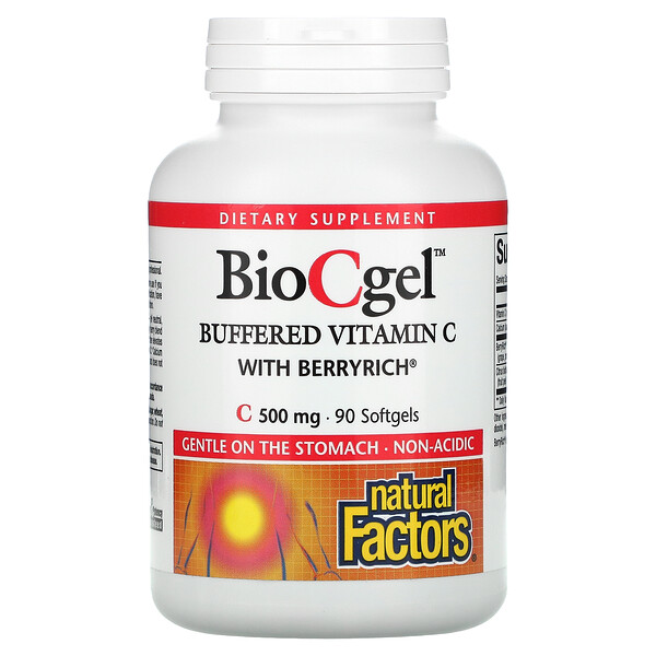 BioCgel, Буферизованный витамин С с BerryRich, 500 мг, 90 мягких желатиновых капсул Natural Factors
