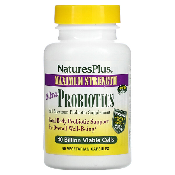 Ultra Probiotics, Maximum Strength, 40 Billion, 60 Vegetarian Capsules (Вегетарианские капсулы) NaturesPlus