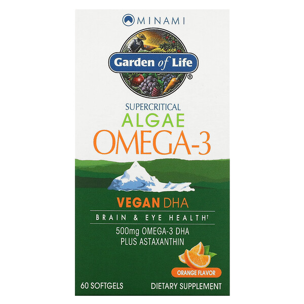 Водоросли Омега-3, со вкусом апельсина, 60 мягких таблеток Minami Nutrition