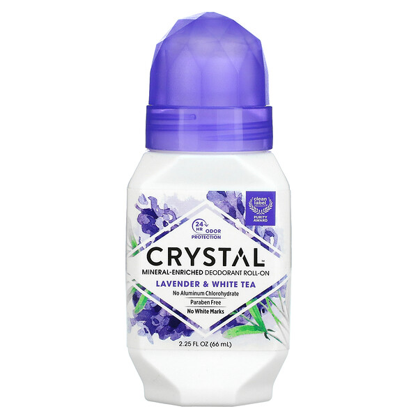 Шариковый дезодорант, обогащенный минералами, лаванда и белый чай, 2,25 ж. унц. (66 мл) Crystal Body Deodorant