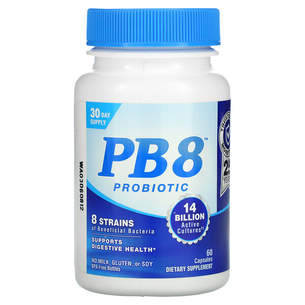 PB 8, Пробиотик - 14 миллиардов КОЕ - 60 капсул - Nutrition Now Nutrition Now