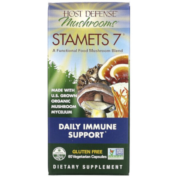 Stamets 7, Ежедневная поддержка иммунитета, 60 вегетарианских капсул Fungi Perfecti