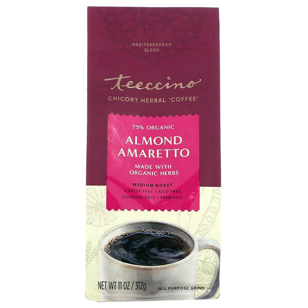 Chicory Herbal Coffee, Almond Amaretto, средней обжарки, без кофеина, 11 унций (312 г) Teeccino