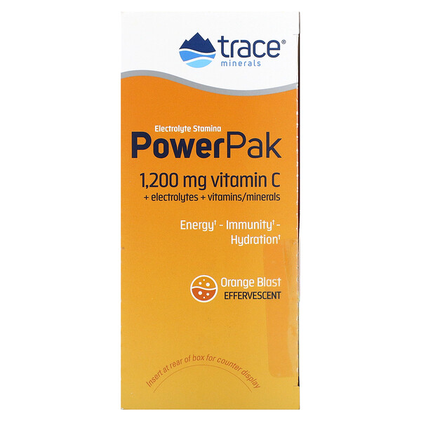 Electrolyte Stamina PowerPak, Orange Blast, 30 пакетиков по 0,17 унции (4,8 г) каждый Trace Minerals Research