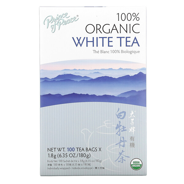 100% органический белый чай, 100 чайных пакетиков, 6,35 унций (180 г) Prince of Peace