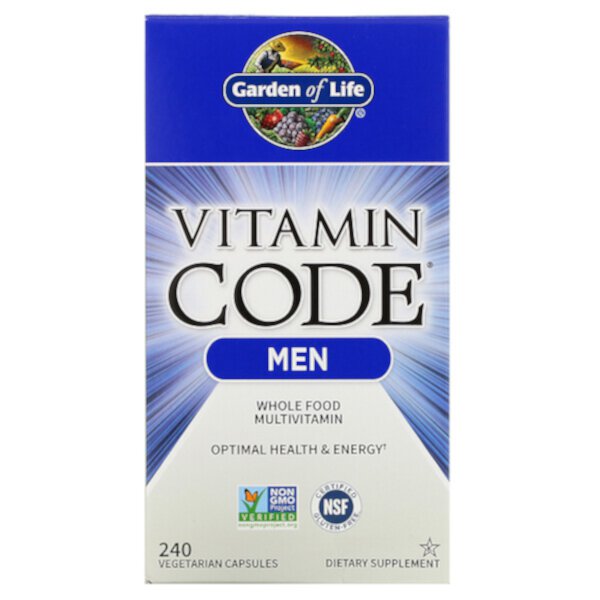 Vitamin Code, Мультивитамины из цельных продуктов для мужчин, 240 вегетарианских капсул Garden of Life