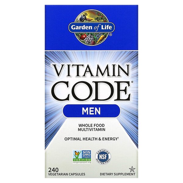 Vitamin Code, Мультивитамины из цельных продуктов для мужчин, 240 вегетарианских капсул Garden of Life