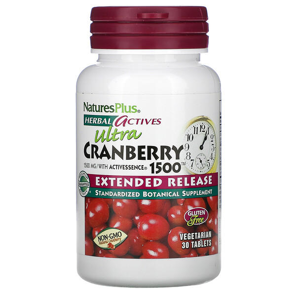 Herbal Actives, Ultra Cranberry 1500, 1500 мкг, 30 таблеток NaturesPlus