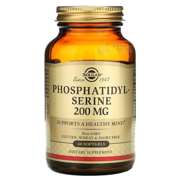 Фосфатидилсерин, 200 мг, 60 мягких таблеток Solgar