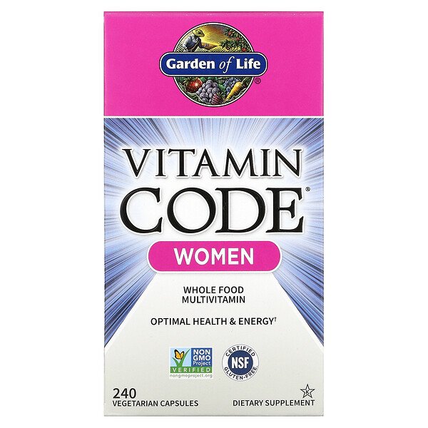 Vitamin Code, Мультивитамины из цельных продуктов для женщин, 240 вегетарианских капсул Garden of Life