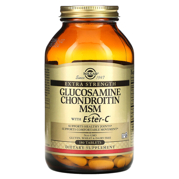 Глюкозамин, хондроитин, МСМ с эфиром C, 180 таблеток Solgar