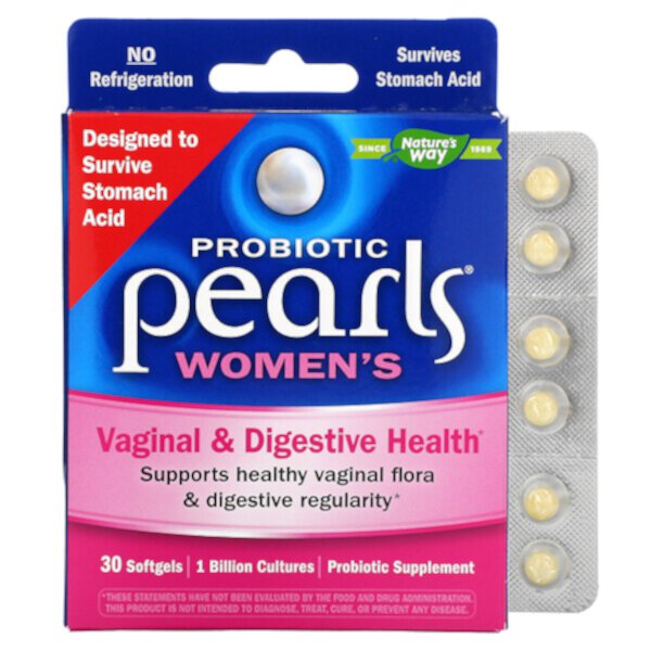 Probiotic Pearls Women's, здоровье влагалища и пищеварения, 30 мягких желатиновых капсул Nature's Way