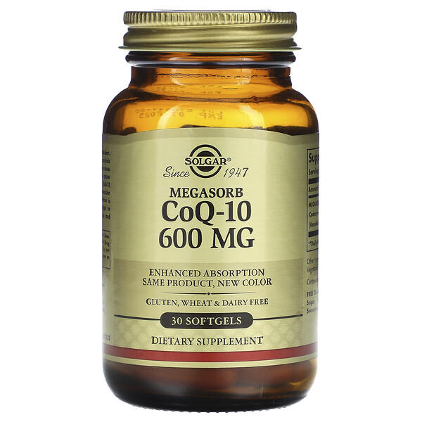 Megasorb CoQ-10, 600 мг, 30 мягких таблеток Solgar