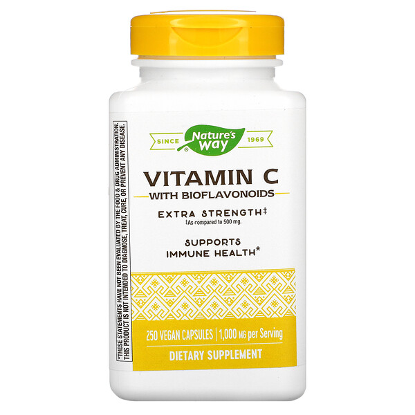 Витамин С с биофлавоноидами, 1000 мг, 250 веганских капсул Nature's Way