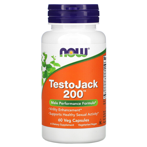 TestoJack 200, 60 Veg Capsules (Вегетарианские капсулы) NOW Foods