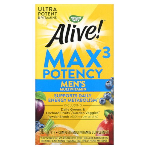 Живой! Max3 Potency, Мультивитамины для мужчин, 90 таблеток Nature's Way