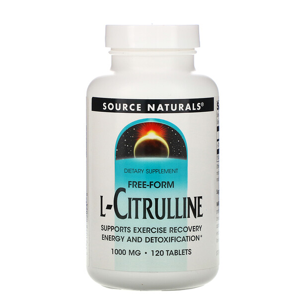 L-цитруллин, в свободной форме, 1000 мг, 120 таблеток Source Naturals