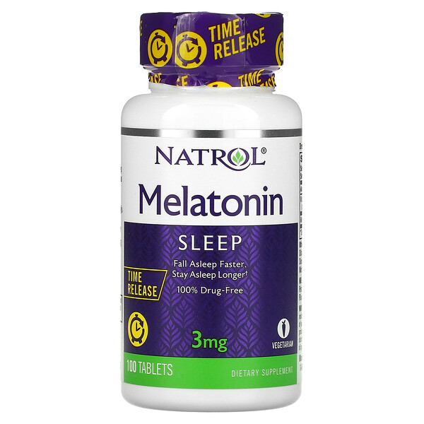 Мелатонин, замедленное высвобождение, 3 мг, 100 таблеток Natrol