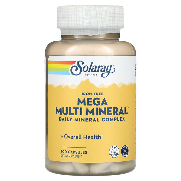 Mega Multi Mineral, Без Железа - 100 капсул - Solaray Solaray