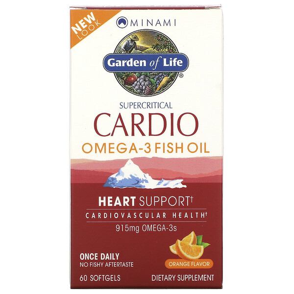 Supercritical Cardio, Рыбий жир с омега-3, апельсиновый вкус, 915 мг, 60 мягких желатиновых капсул Minami Nutrition