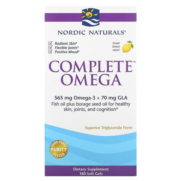 Complete Omega, Лимон, 180 мягких желатиновых капсул Nordic Naturals