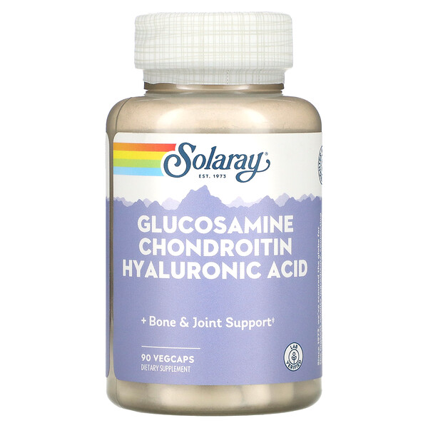 Глюкозамин Хондроитин с Гиалуроновой Кислотой - 90 растительных капсул - Solaray Solaray