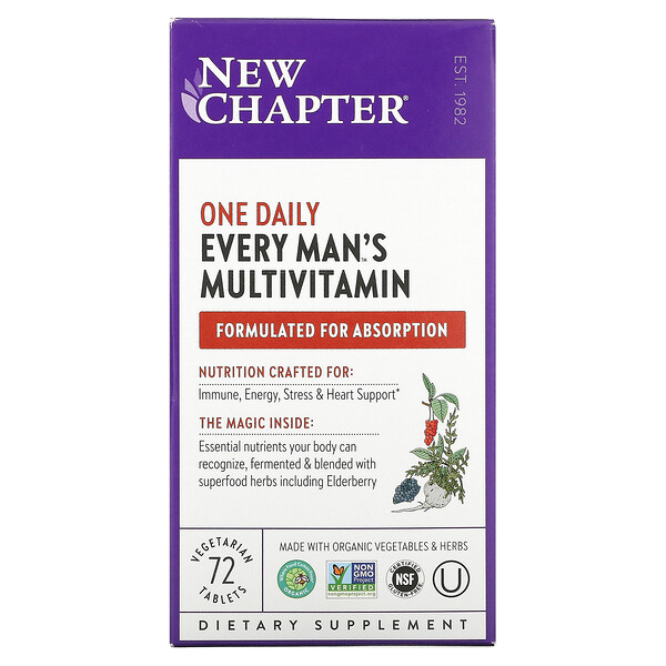 One Daily Мультивитамины для мужчин, 72 вегетарианские таблетки New Chapter