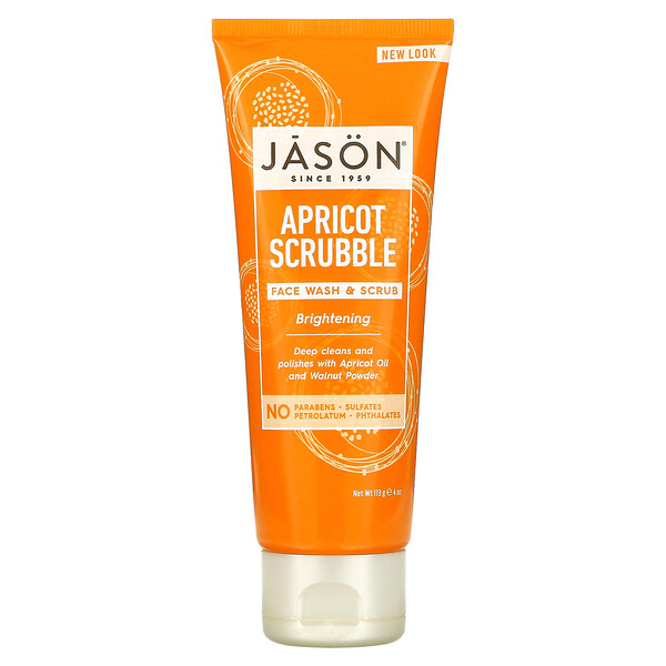 Осветляющий абрикосовый скраб, средство для умывания и скраб для лица, 4 унции (113 г) JASON