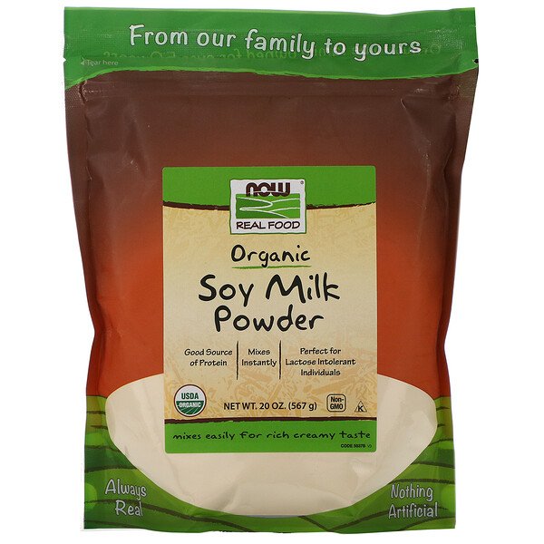 Real Food, Органическое сухое соевое молоко, 20 унций (567 г) NOW Foods