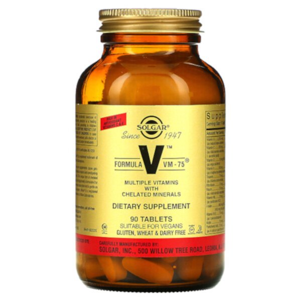 Formula V, VM-75, несколько витаминов с хелатными минералами, 90 таблеток Solgar