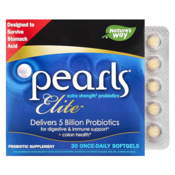Pearls Elite, Экстра Сила Пробиотики - 30 разовых мягких капсул - Nature's Way Nature's Way