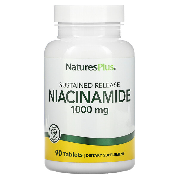 Ниацинамид замедленного высвобождения, 1000 мг, 90 таблеток NaturesPlus