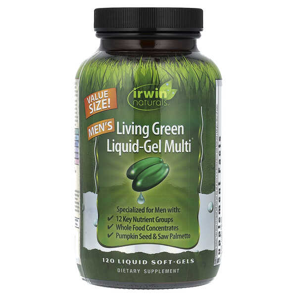 Men's Living Green Liquid (Жидкость)-Gel (Гель) Multi®, 120 Liquid Soft-Gels (Жидкие мягкие капсулы) Irwin Naturals