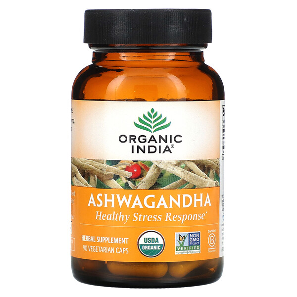 Ashwagandha, 90 вегетарианских капсул Organic India