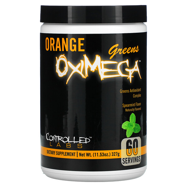 Orange OxiMega, Комплекс антиоксидантов с зеленью, мята колосистая, 11,53 унции (327 г) Controlled Labs
