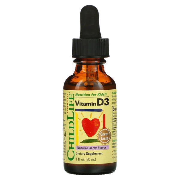 Витамин D3, натуральный ягодный вкус, 1 жидкая унция (30 мл) ChildLife Essentials
