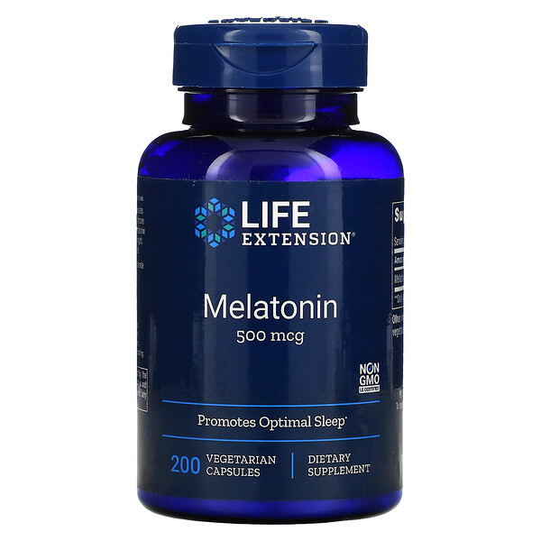 Мелатонин - 500 мкг - 200 вегетарианских капсул - Life Extension Life Extension
