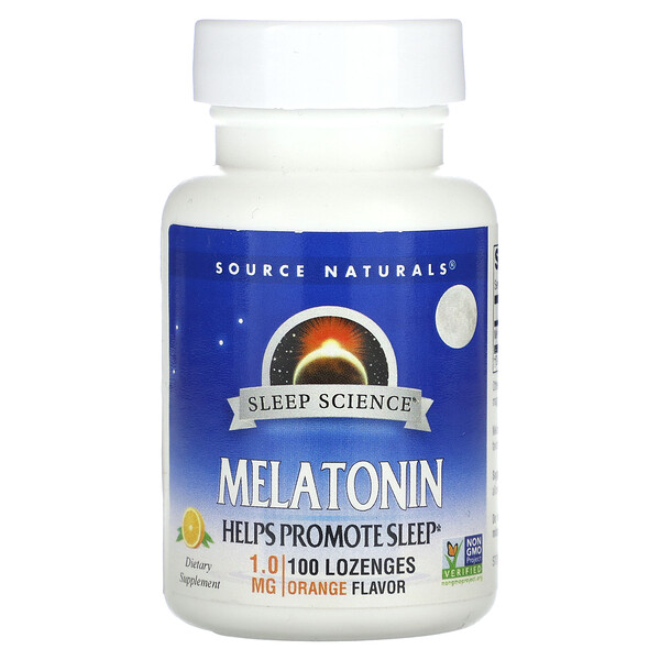 Мелатонин, Апельсин, 1,0 мг, 100 пастилок Source Naturals