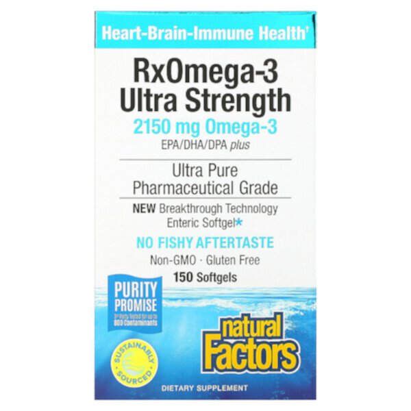 RxOmega-3 Ультра сила - 2,150 мг - 150 мягких капсул - Natural Factors Natural Factors