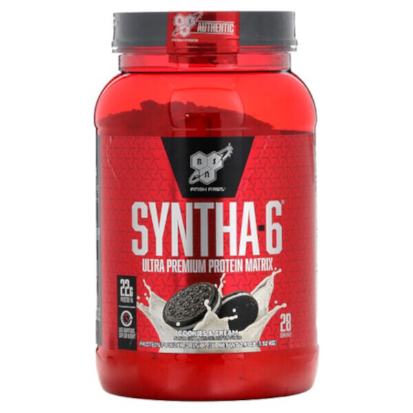 Syntha-6, Протеиновая матрица высшего качества, печенье и сливки, 2,91 фунта (1,32 кг) BSN