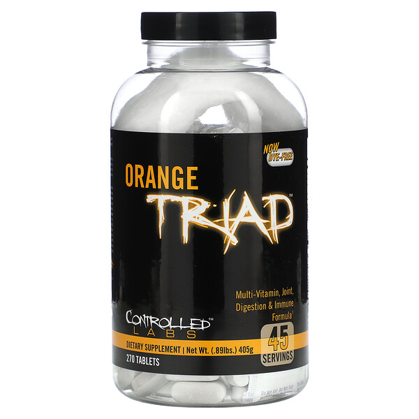 Orange Triad, Мультивитамин с поддержкой суставов, пищеварения и иммунитета - 270 таблеток - Controlled Labs Controlled Labs