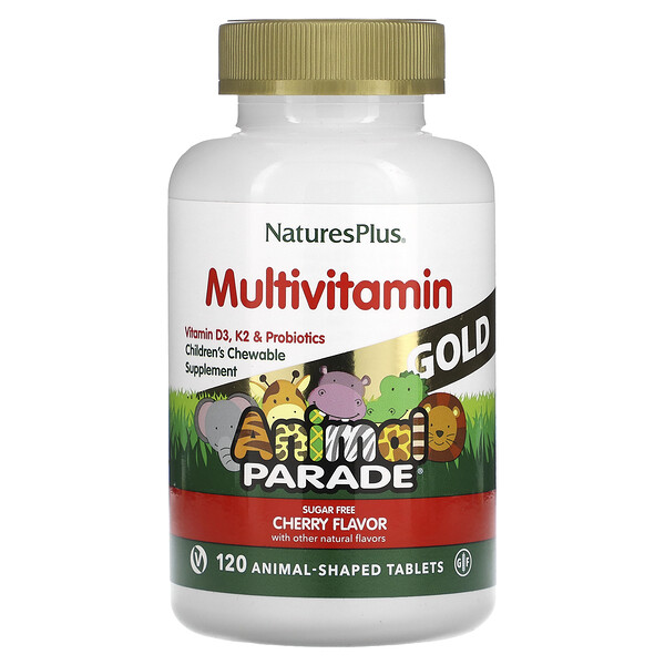 Source of Life, Animal Parade Gold, жевательная мультивитаминно-минеральная добавка для детей, вишня, 120 таблеток в форме животных NaturesPlus