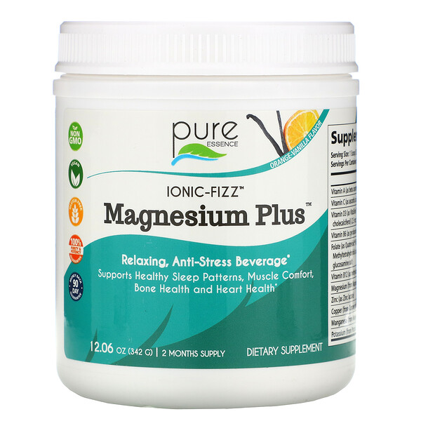 Ionic-Fizz Magnesium Plus, Апельсин-ваниль, 12,06 унций (342 г) Pure Essence