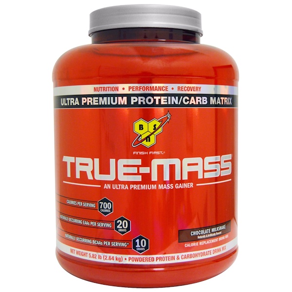 True-Mass, Ultra Premium Protein/Carb Matrix, молочно-шоколадный коктейль, 5,82 фунта (2,64 кг) BSN