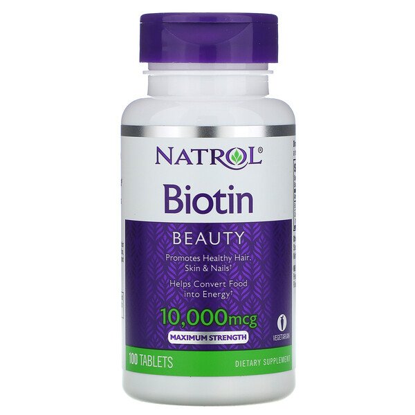Биотин, максимальная сила, 10 000 мкг, 100 таблеток Natrol