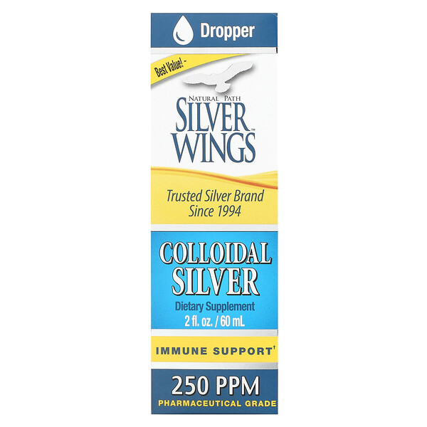 Коллоидное серебро, 250 частей на миллион, 2 жидких унции (60 мл) Natural Path Silver Wings