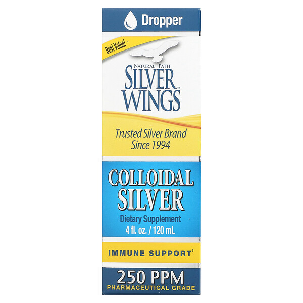 Коллоидное серебро, 250 частей на миллион, 4 жидких унции (120 мл) Natural Path Silver Wings