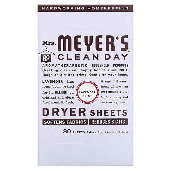 Салфетки для сушки, лаванда, 80 листов Mrs. Meyers Clean Day